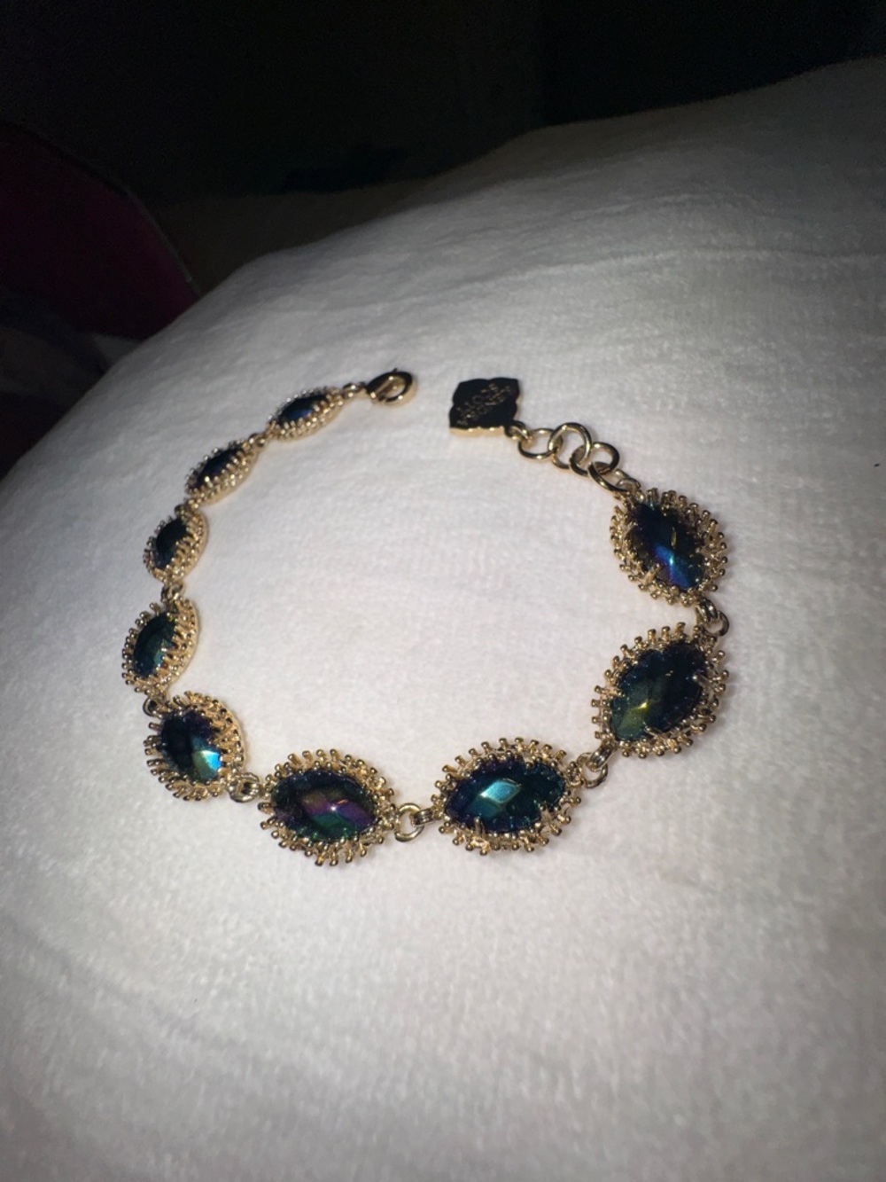Kendra Scott Gold-Tone Bracelet with Iridescent Blue-Green Stones